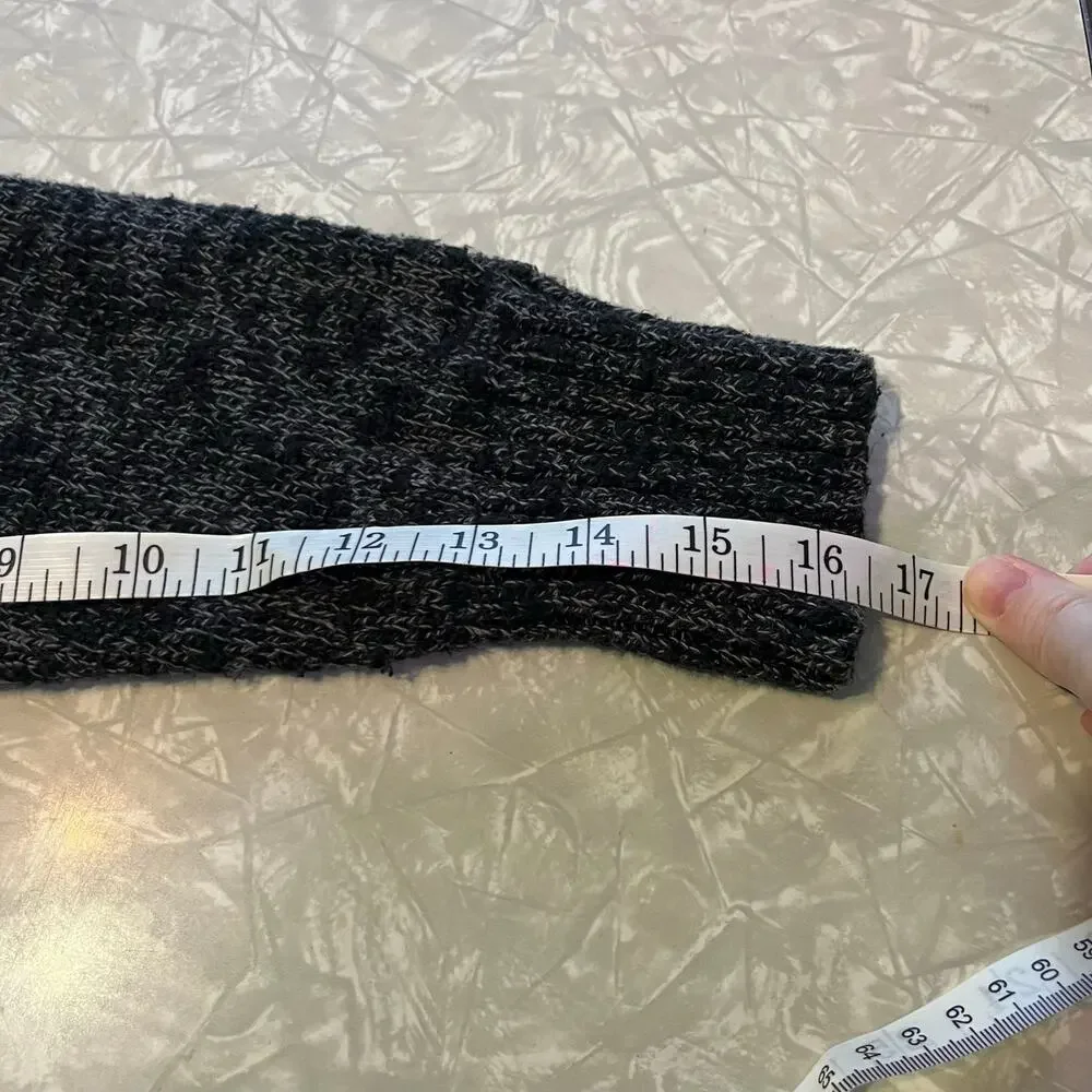 l.l. bean funnel neck marled grey black sweater size‎ medium knit winter cozy